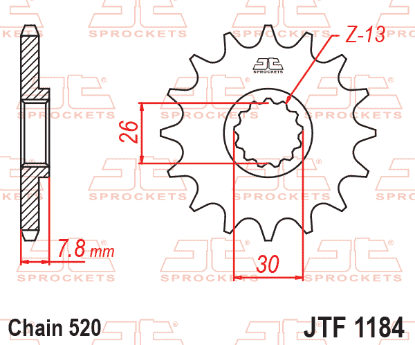 Lánckerék első, 520-as lánchoz, JTF1184.