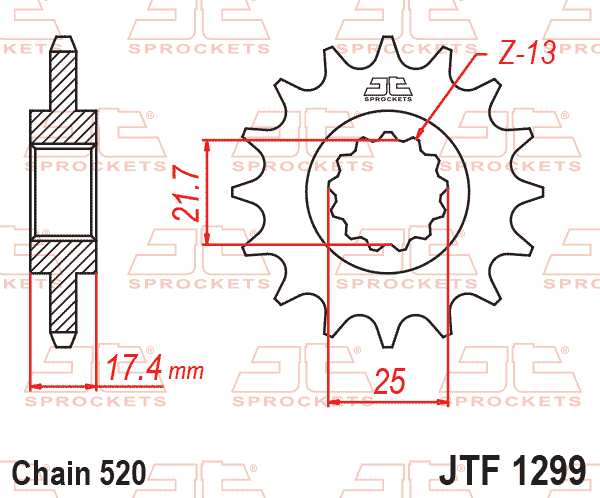 Lánckerék első, 520-as lánchoz, JTF1299.