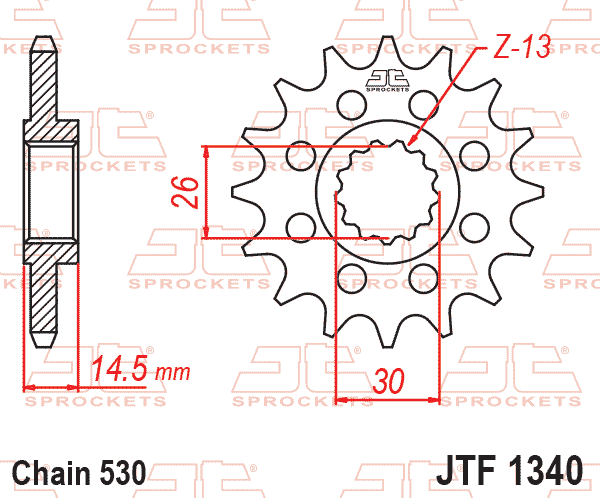 Lánckerék első, 530-as lánchoz, JTF1340.