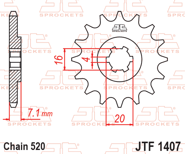 Lánckerék első, 520-as lánchoz, JTF1407.