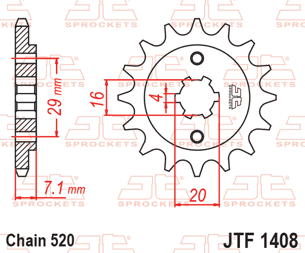 Lánckerék első, 520-as lánchoz, JTF1408.
