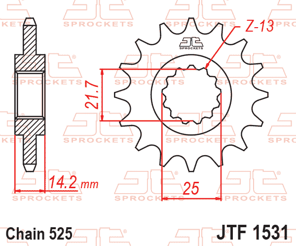 Lánckerék első, 525-ös lánchoz, JTF1531.