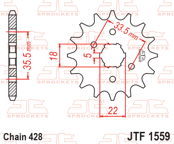 Lánckerék első, 428-as lánchoz, JTF1559.