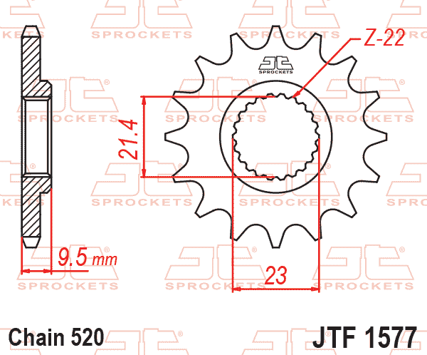 Lánckerék első, 520-as lánchoz, JTF1577.