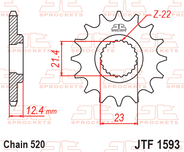 Lánckerék első, 520-as lánchoz, JTF1593.