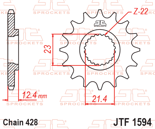 Lánckerék első, 428-as lánchoz, JTF1594.