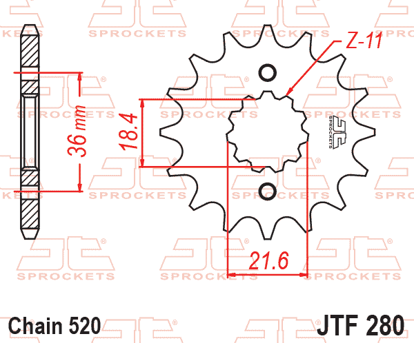 Lánckerék első, 520-as lánchoz, JTF280.