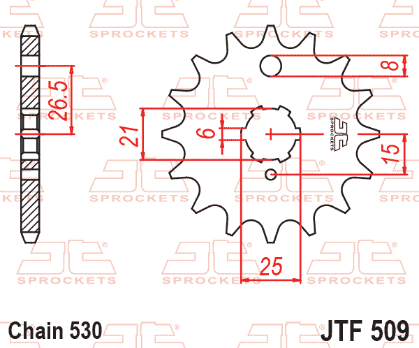 Lánckerék első, 530-as lánchoz, JTF509.