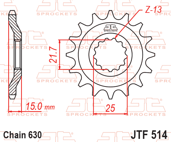 Lánckerék első, 630-as lánchoz, JTF514.