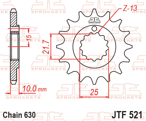 Lánckerék első, 630-as lánchoz, JTF521.