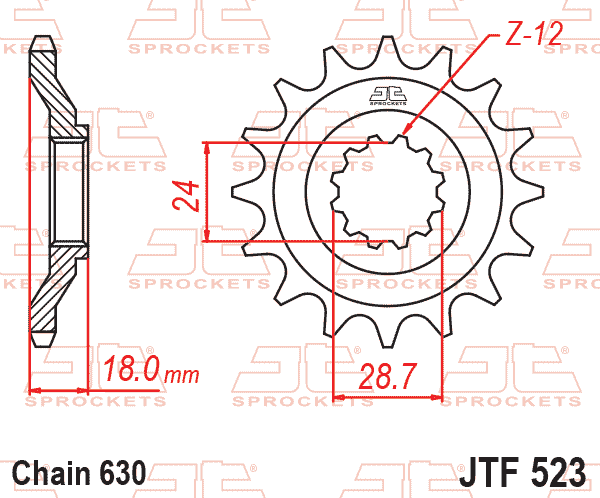 Lánckerék első, 630-as lánchoz, JTF523.