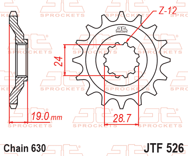 Lánckerék első, 630-as lánchoz, JTF526.
