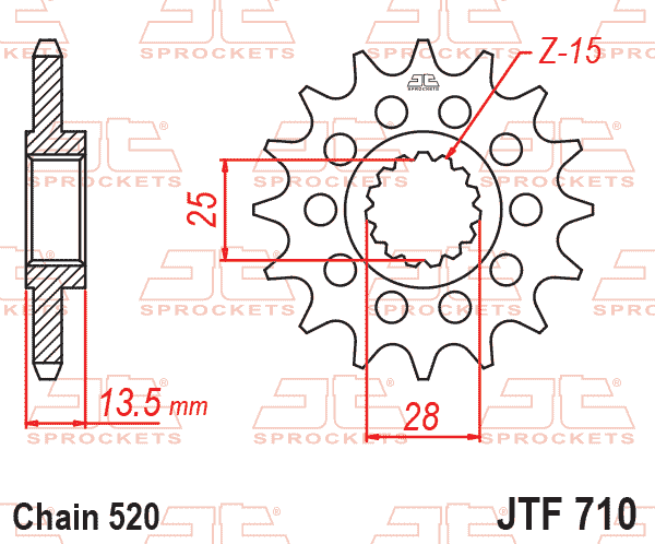 Lánckerék első, 520-as lánchoz, JTF710.