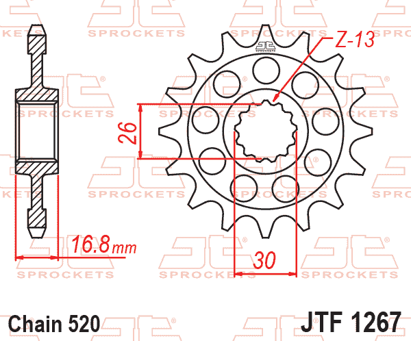 Lánckerék első, 520-as lánchoz, JTF1267.