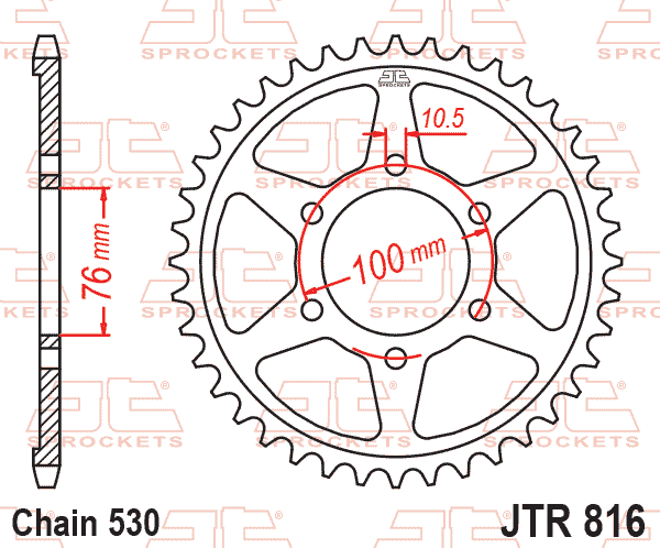 Lánckerék hátsó, 530-as lánchoz, JTR816.