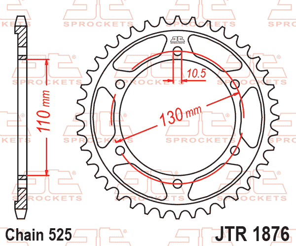 Lánckerék hátsó, 525-ös lánchoz, JTR1876.