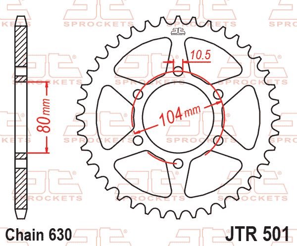 Lánckerék hátsó, 630-as lánchoz, JTR501.