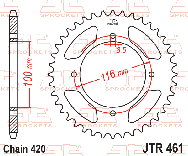 Lánckerék hátsó, 420-as lánchoz, JTR461.