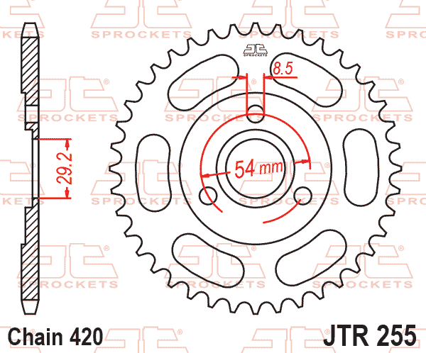 Lánckerék hátsó, 420-as lánchoz, JTR255.