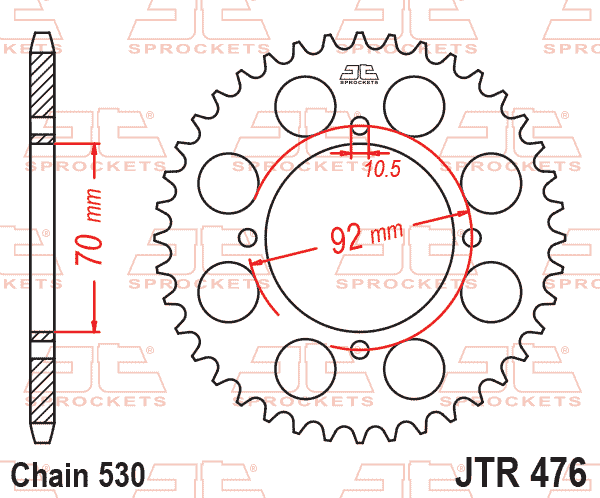 Lánckerék hátsó, 530-as lánchoz, JTR476.