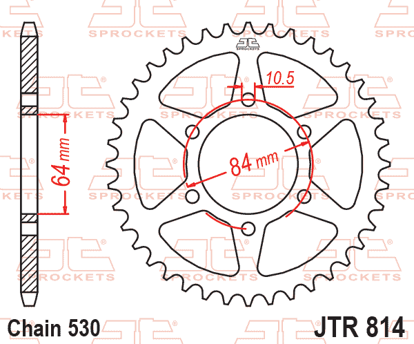 Lánckerék hátsó, 530-as lánchoz, JTR814.