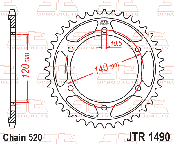 Lánckerék hátsó, 520-as lánchoz, JTR1490.