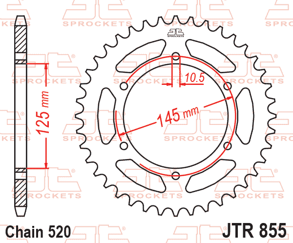 Lánckerék hátsó, 520-as lánchoz, JTR855.