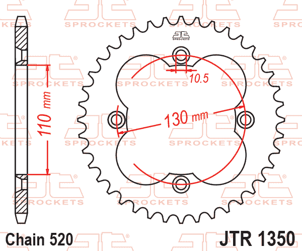 Lánckerék hátsó, 520-as lánchoz, JTR1350.