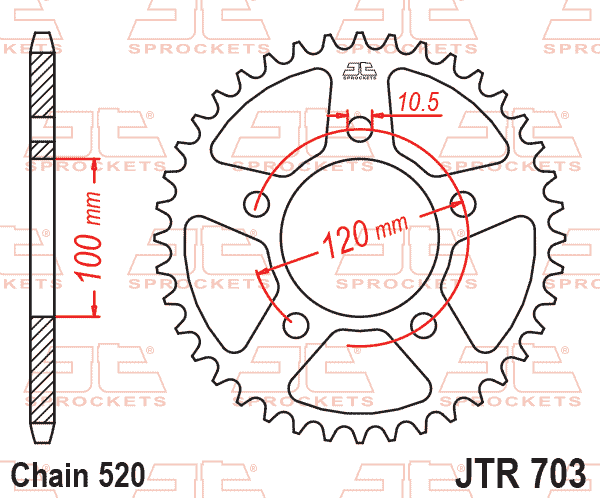 Lánckerék hátsó, 520-as lánchoz, JTR703.