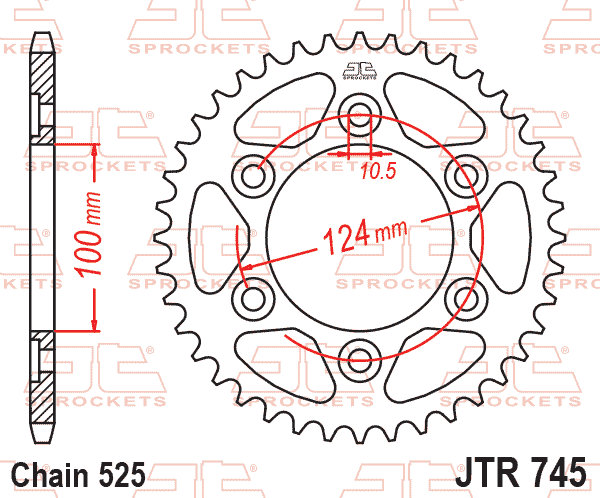 Lánckerék hátsó, 525-ös lánchoz, JTR745.
