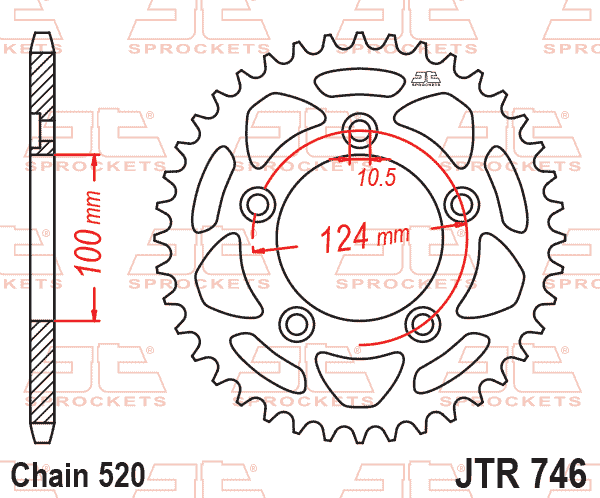 Lánckerék hátsó, 520-as lánchoz, JTR746.